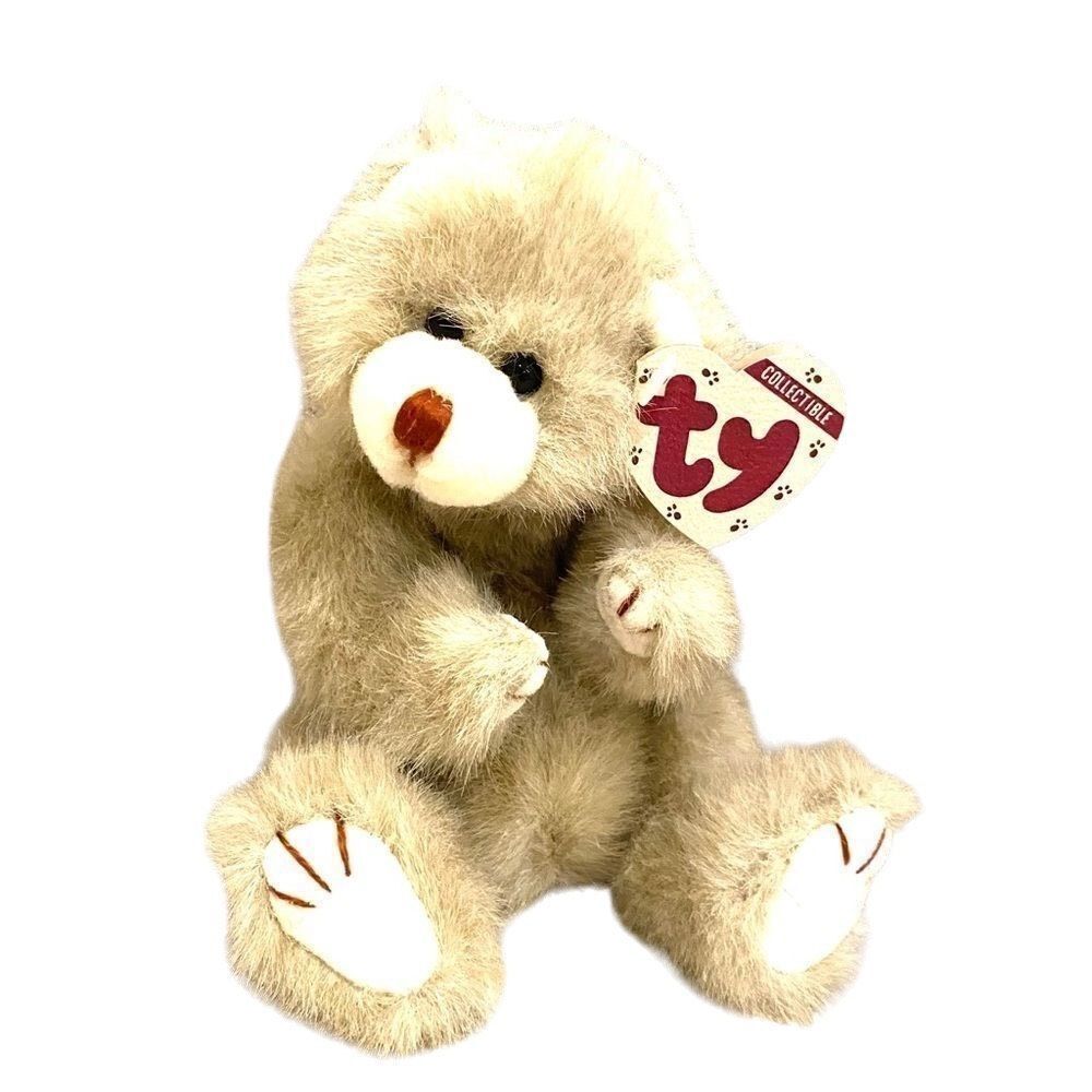 Ty Attic Treasures Collection Bear Dickens Jointed Tan Plush Stuffed Animal 8”
